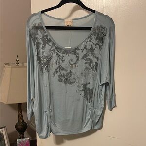 Robin K Gray Graphic 3/4 Sleeve Blouse